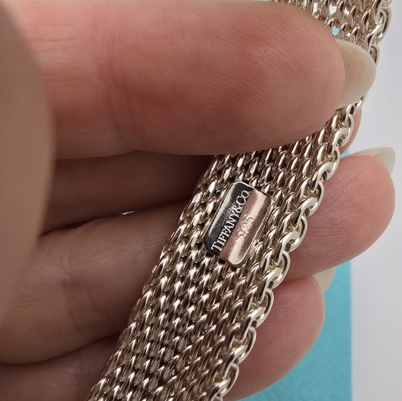 $699 Authentic Tiffany Co Somerset Woven Mesh Bangle Bracelet Sterling Silver - Picture 3 of 7